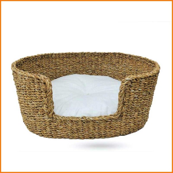 LETTIERA PER ANIMALI IN RATTAN CON CUSCINO 50X40X20H CM