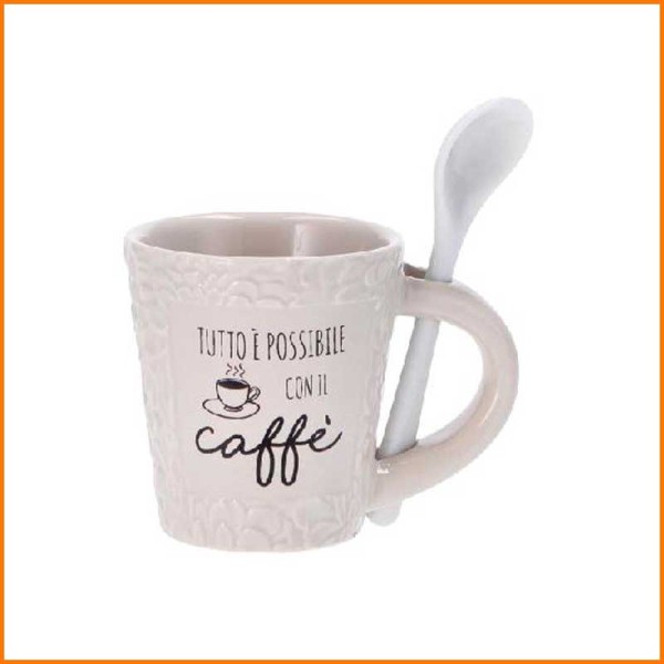 TAZZA IN CERAMICA CON CUCCHIAIO