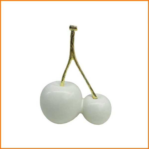CILIEGIE BIANCO OPACO E ORO 28X15X35H CM