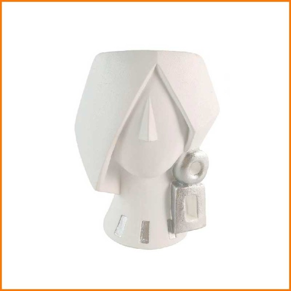 VASO ETIOPIA BIANCO CON ORECCHINI ARGENTO 22X18X26H CM