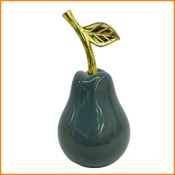 PERA GRIGIO CON GAMBO ORO LUCIDO 11X11X21H CM