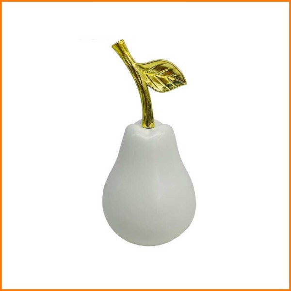 PERA BIANCO OPACO CON GAMBO ORO LUCIDO 12,5X12,5X24H CM