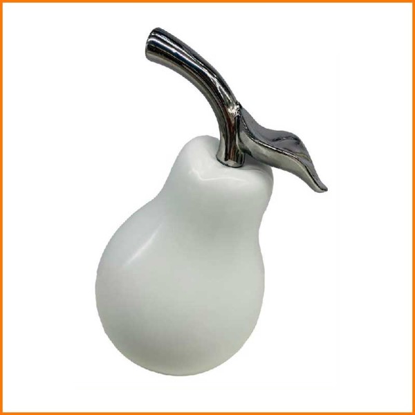 PERA BIANCO OPACO CON GAMBO ARGENTO LUCIDO 31X26X46H CM