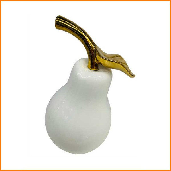 PERA BIANCO LUCIDO CON GAMBO ORO LUCIDO 31X26X46H CM