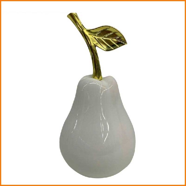 PERA BIANCO LUCIDO CON GAMBO ORO LUCIDO 13,5X13X27H CM