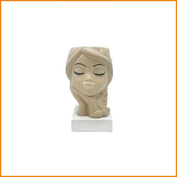 VASO BAMBOLINA TORTORA CON BASE BIANCA 18H CM