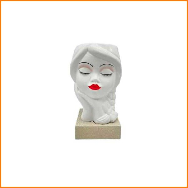 VASO BAMBOLINA BIANCO CON BASE TORTORA 18H CM