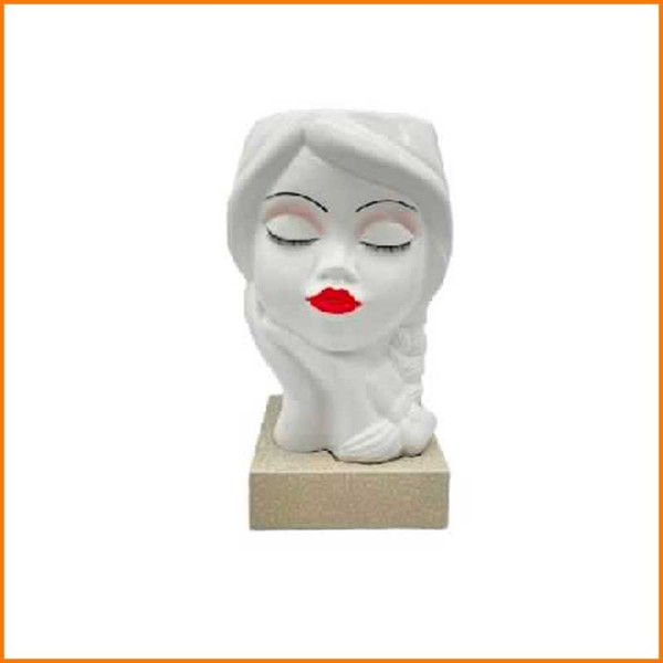 VASO BAMBOLINA BIANCO CON BASE TORTORA 25H CM