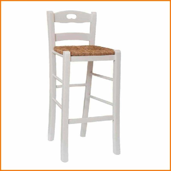 SGABELLO SNACK BIANCO IMPAGLIATO ALTO