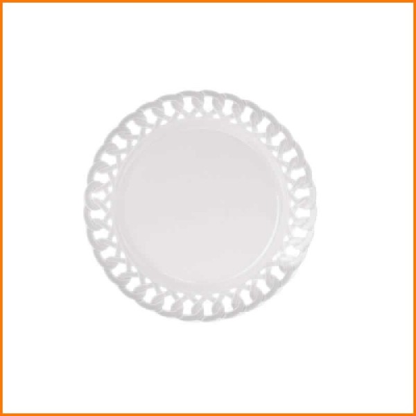 VASSOIO DA PORTATA IN PORCELLANA BIANCO CON BORDO TRAFORATO D.31 CM