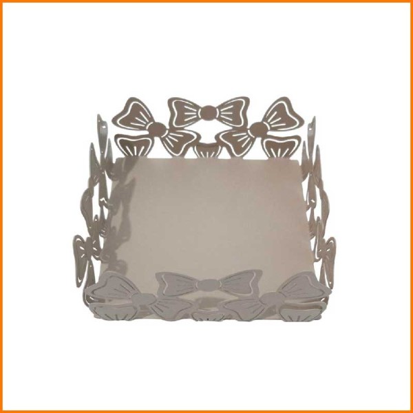 PORTA TOVAGLIOLI FIOCCO TORTORA IN METALLO 17X17X6,5H CM