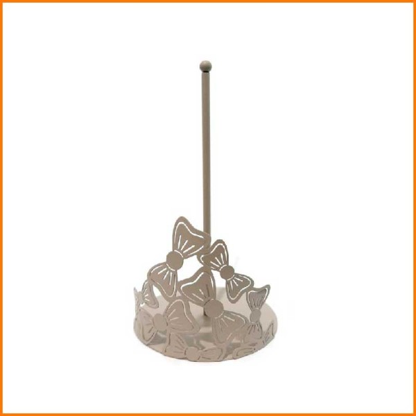 PORTA ROTOLO FIOCCO TORTORA IN METALLO 15X34H CM