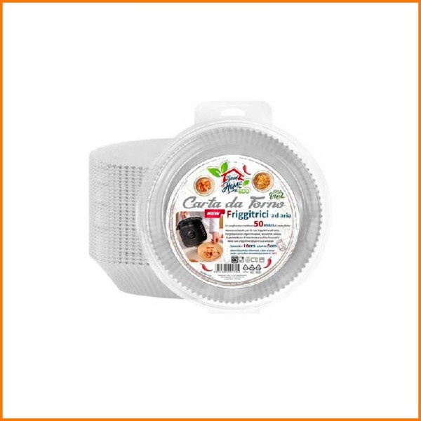 SET 50PZ CARTA PER FRIGGITRICE ROTONDA BIANCA D.20 CM