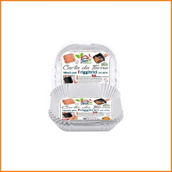 SET 50PZ CARTA PER FRIGGITRICE QUADRATA BIANCA 16X16 CM