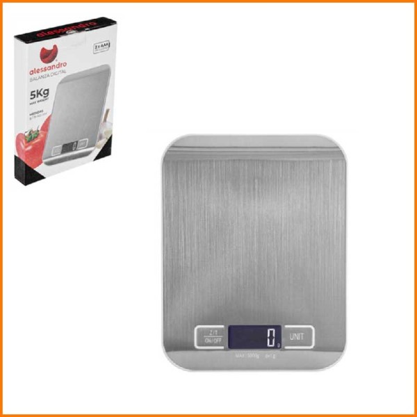 BILANCIA DA CUCINA DIGITALE IN ACCIAIO 5KG 18X14X2H CM