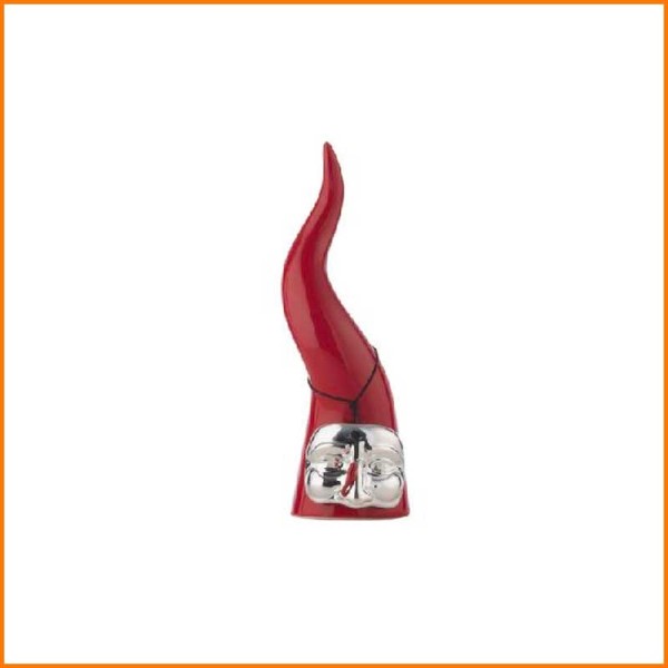 CORNO ROSSO CON MASCHERA ARGENTO 17H CM