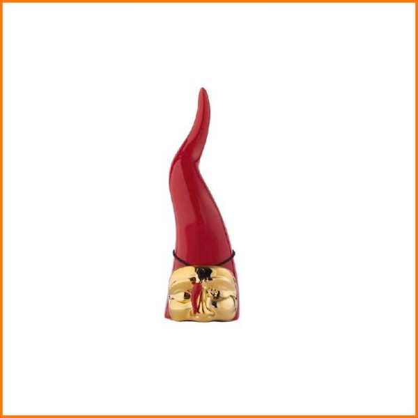 CORNO ROSSO CON MASCHERA ORO 17H CM