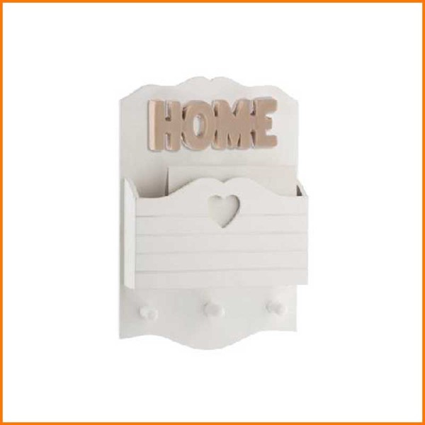 PORTAPOSTA HOME IN LEGNO E CERAMICA BIANCO/ TORTORA 21X31H CM