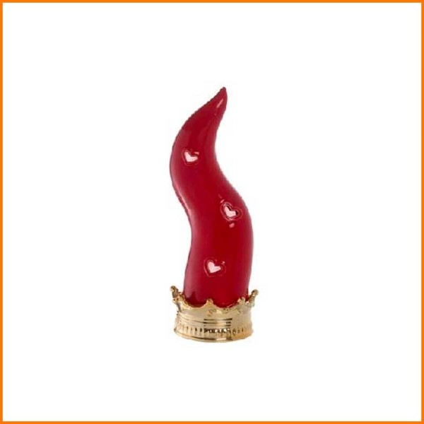 CORNO CON LED IN CERAMICA ROSSO/ORO D.6X18H CM