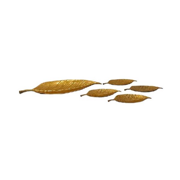 SET 5PZ FOGLIA ORO CENTROTAVOLA IN METALLO