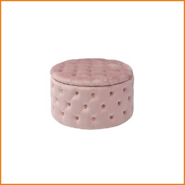 POUF/CONTENITORE OULAD IN VELLUTO ROSA D.70X42H CM