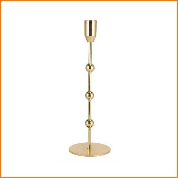 PORTACANDELA ORO IN FERRO D.8X24,5H CM