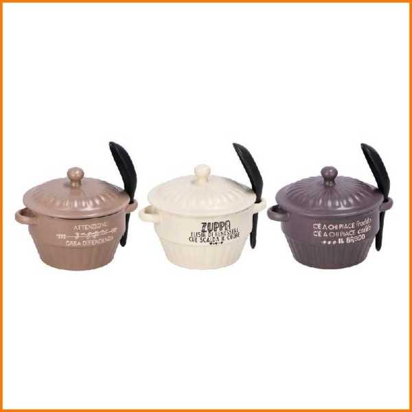 ZUPPIERA IN CERAMICA CON COPERCHIO E CUCCHIAIO 450 ML