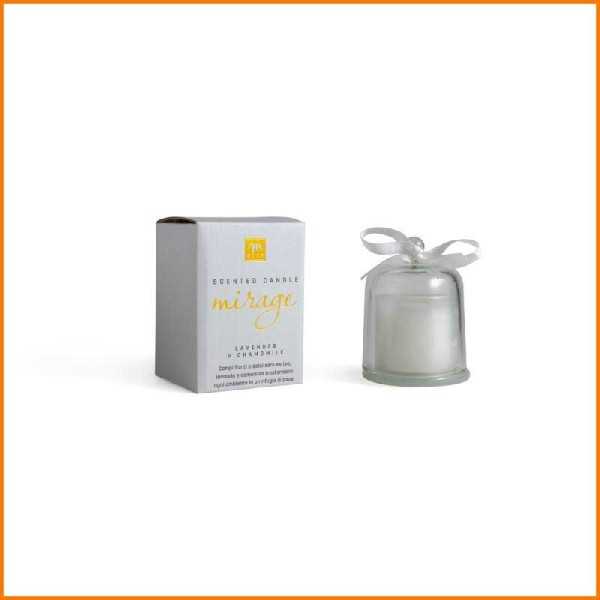 CANDELA IN CAMPANA DI VETRO FRAGRANZA LAVANDA E CAMOMILLA D.8,4X11,2H CM
