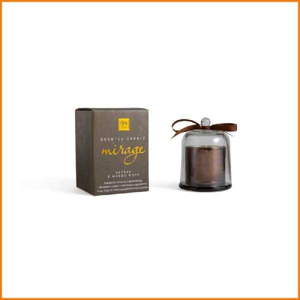 CANDELA IN CAMPANA DI VETRO FRAGRANZA MANGO E ZAFFERANO D.8,4X11,2H CM