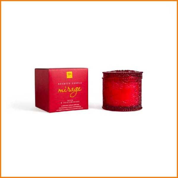 CANDELA IN COFANETTO DI VETRO FRAGRANZA SANDALWOOD SPICED PEAR D.10,6X11H CM