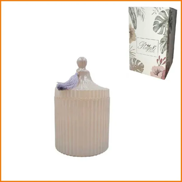 Sud Import Candela In Vetro Colore Grigio 17H Cm