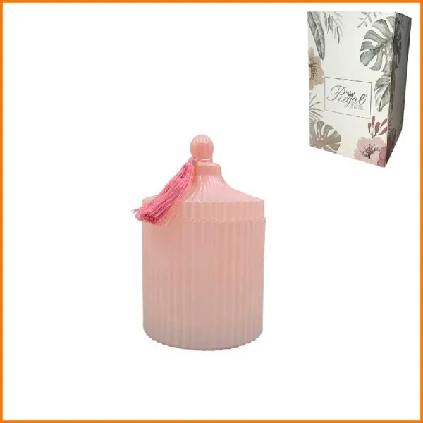 Sud Import Candela In Vetro Colore Rosa 17H Cm