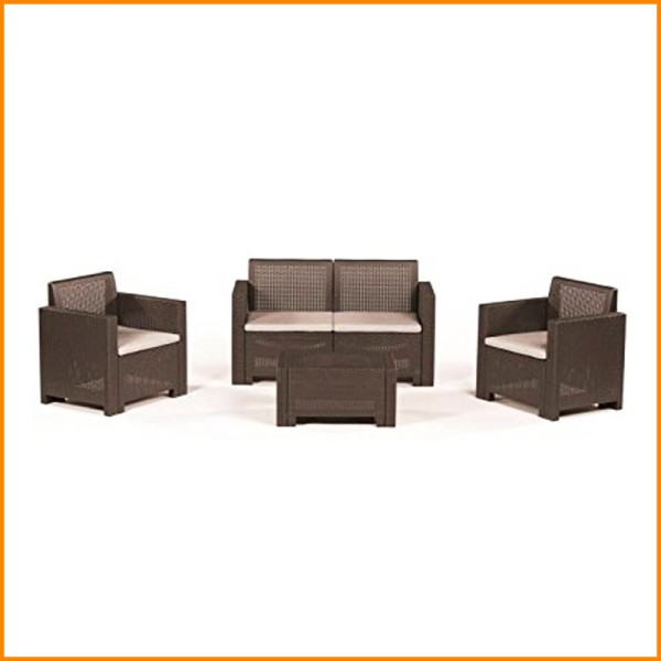 SET GIARDINO NEBRASKA MARRONE CON CUSCINI