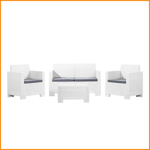 SET GIARDINO NEBRASKA BIANCO CON CUSCINI