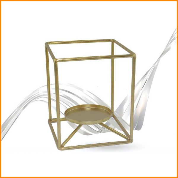 LINEA METALLO ORO PORTA CANDELA QUADRATO 10X12H CM