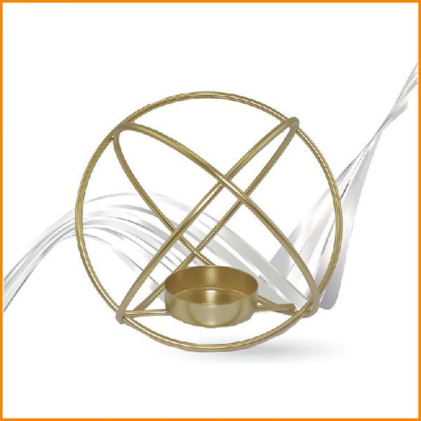 LINEA METALLO ORO PORTA CANDELA SFERA D.15 CM